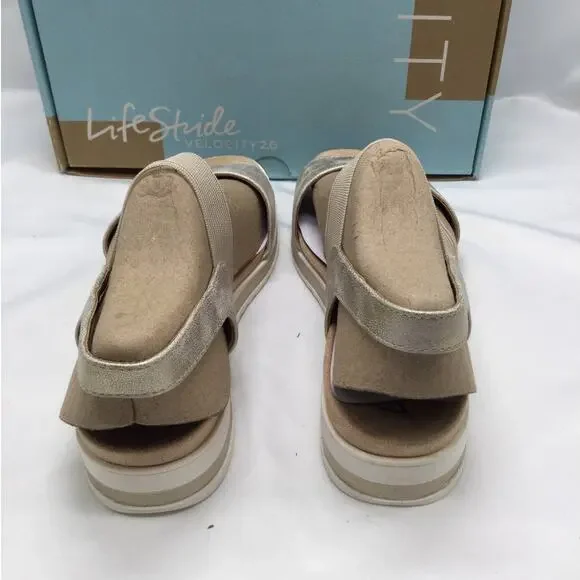 Lifestride Velocity Zing, Soft gold metalic Sandal Women's 9 NWT - Picture 4 of 5
